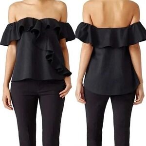 SACHIN & BABI Winnie Top Black Off Shoulder Ruffle Front Flare Sleeve Top sz 8